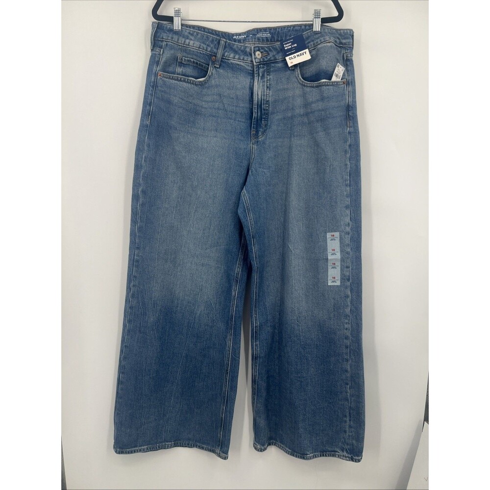 Old Navy Women's Size 16 Drapey Denim High Rise Baggy Wide Leg Grunge Jeans